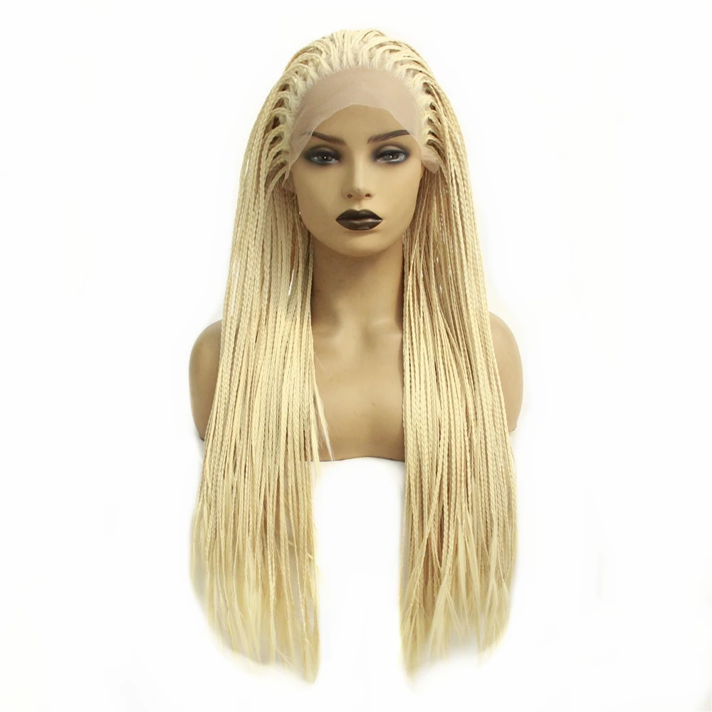 Синтетические волосы с микро-оплеткой блонд 613 длинные передние парики из