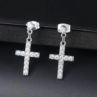 new zirconia cross dropdangle earrings fashion jewelry for women wholesale punk style