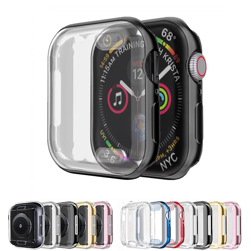Чехол для часов Apple Watch series 5 4 3 44 мм 40 42 38 HD защита экрана бампер iwatch чехол без