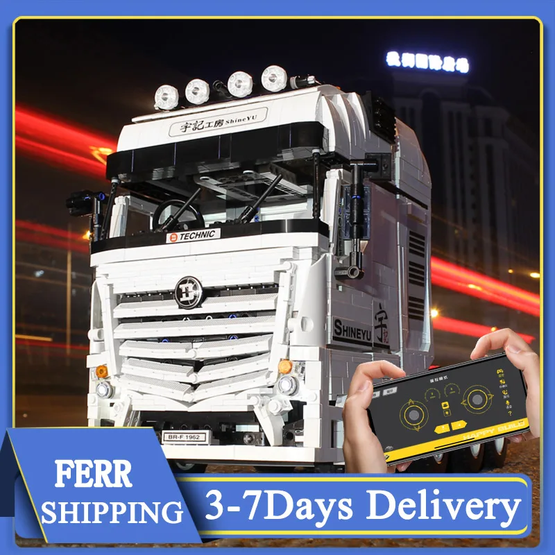 

MOC High-Tech Excavator Container bricks Flat-Bed Trailer Truck RC Car Technical Model Boy Building Block Toy Kid Children Gift