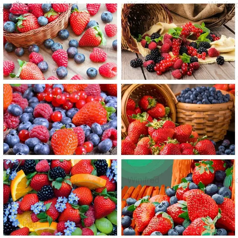 

5D DIY Diamond Painting Strawberry Blueberry Raspberry Fruit Diamond Embroidery Full Rhinestones Picture Home Decor Handicrafts