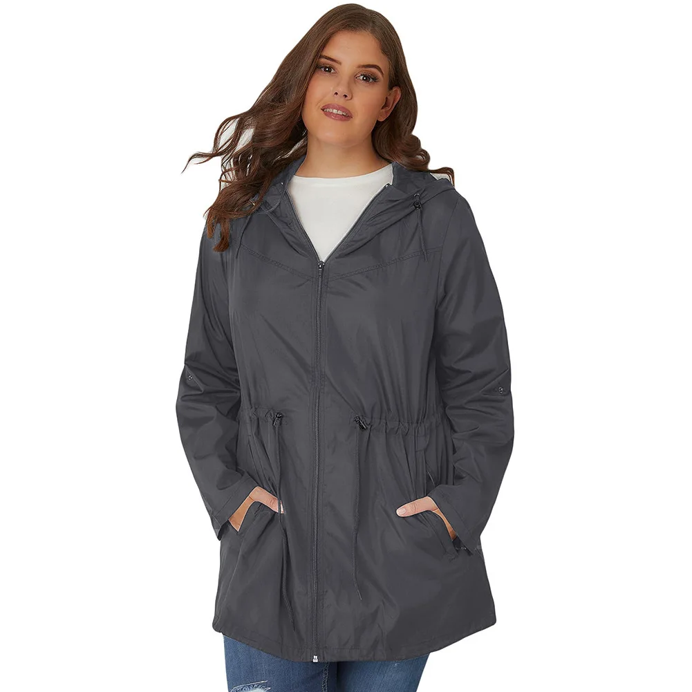 Женский плащ дождевик Кардиган большого размера на молнии с длинными рукавами в