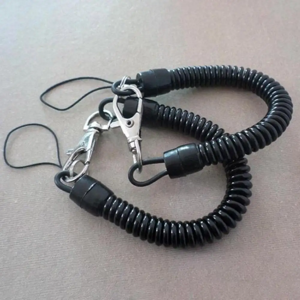 

Spring Keychain Black Spring Stretchy Coil Keyring Keychain Strap Rope Cord Swivel Retractable Key Chain Holder Unisex
