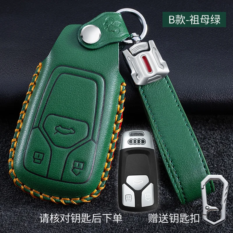 2021 hot sale soft leather car key cover protector case for audi a3 a4 a5 c5 c6 8l 8p b6 b7 b8 c6 rs3 q3 q7 tt 8l 8v s3 keychain free global shipping