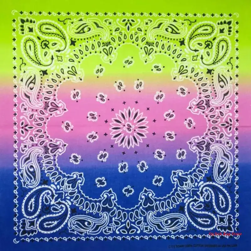 

6pcs Cotton Bandana Square Scarf Magic Turban Gradient Flower Hip-hop Headband