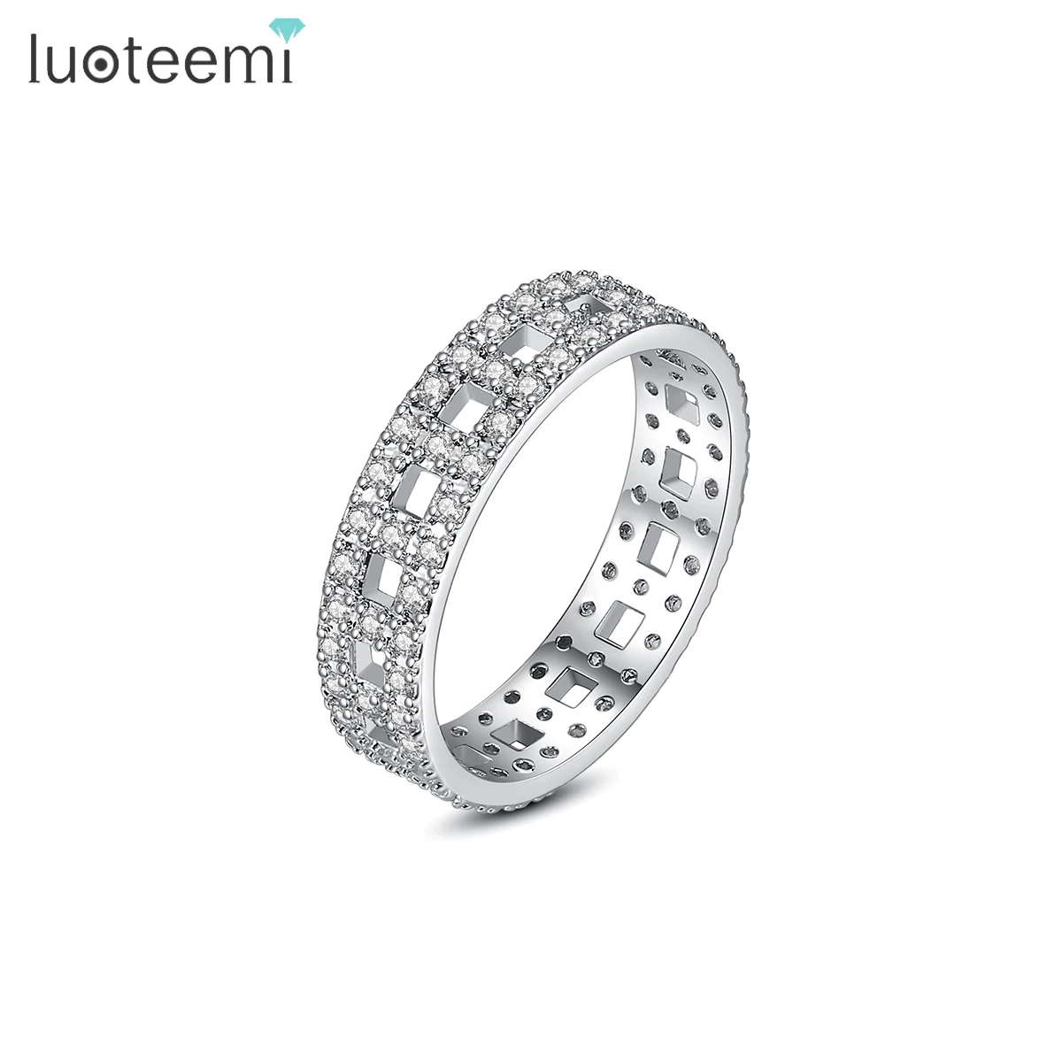

LUOTEEMI Round Square Hollow Wide Ring for Women Men 3A High Quality CZ Punk Ring Girl Party Accessories Gothic Rings for Men