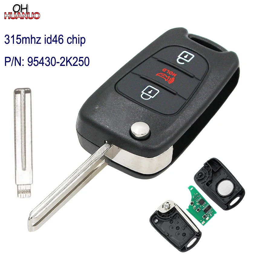 Обновленный складной дистанционный ключ брелок 315 МГц с чипом ID46 для Kia Soul 2011 2012 2013