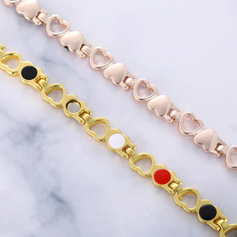 Женский браслет 3 в 1 магнитный из титановой стали с турмалиновым сердечком