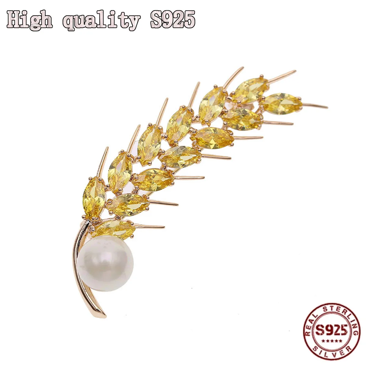 

New Fashion Golden Wheat Pearl Brooch Women's Accessories Simple Atmospheric Clothing Fashion Brooch Women's Brooch