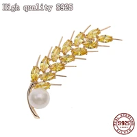 new fashion golden wheat pearl brooch womens accessories simple atmospheric clothing fashion brooch womens brooch