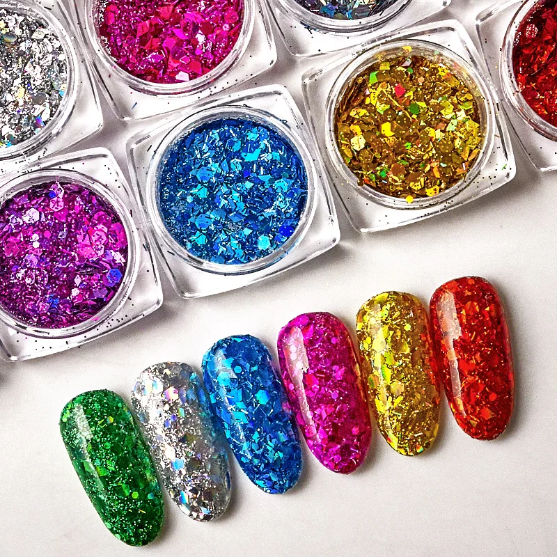 1 Box Holographic Nail Glitter Flakies Sequins Rose Gold Powder Paillette DIY Art Decoration | Красота и здоровье
