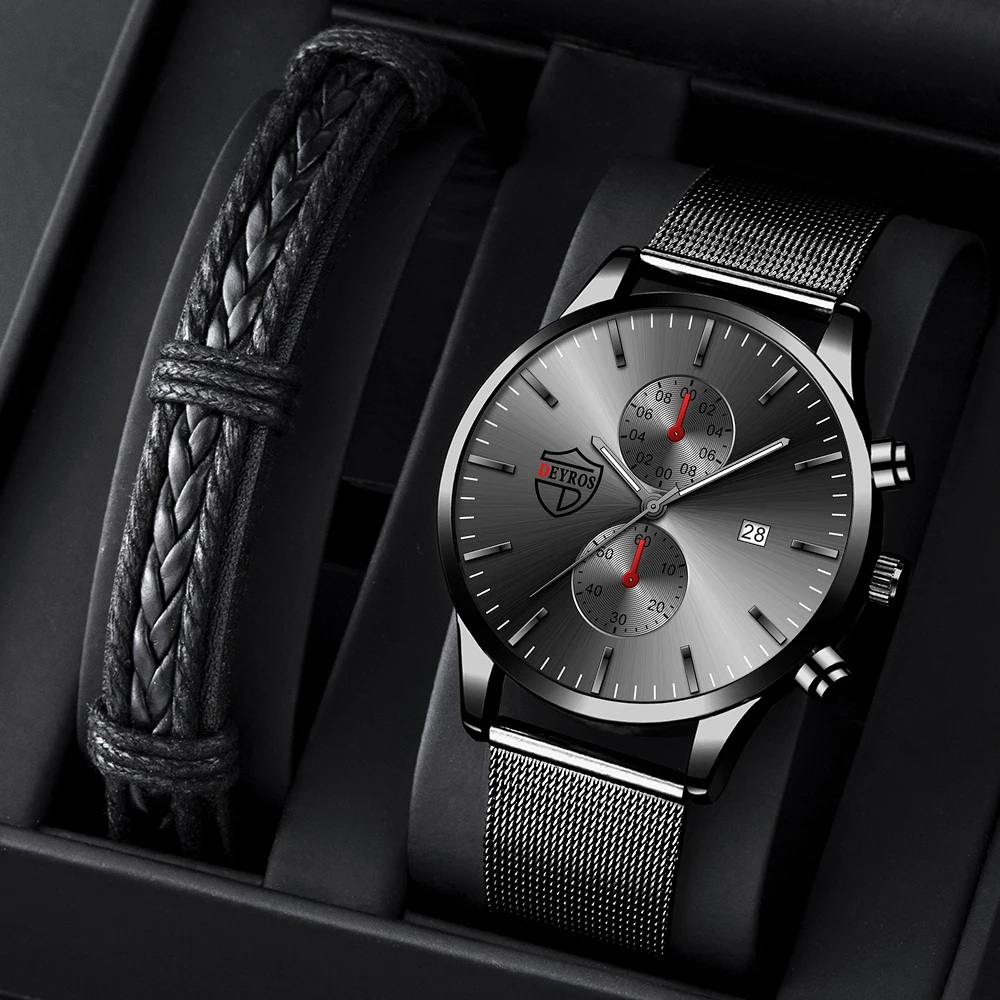 Brand Mens Luxury Watches Fashion Stainless Steel Mesh Belt Quartz Wrist Watch Men Wristband Luminous Clock relogio masculino