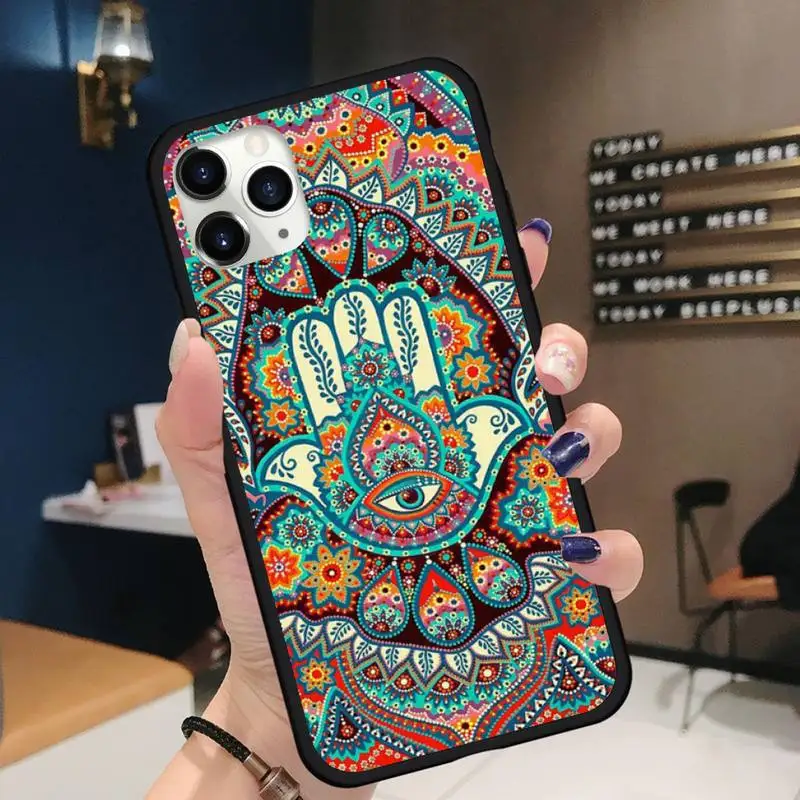 

Hamsa hand luck totem Arabic culture Phone Case for iPhone 11 12 pro XS MAX 8 7 6 6S Plus X 5S SE 2020 XR Soft silicone