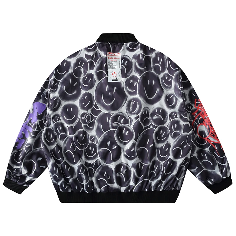 Куртка мужская хипстерская с принтом смайлика Повседневная ветровка в стиле хип