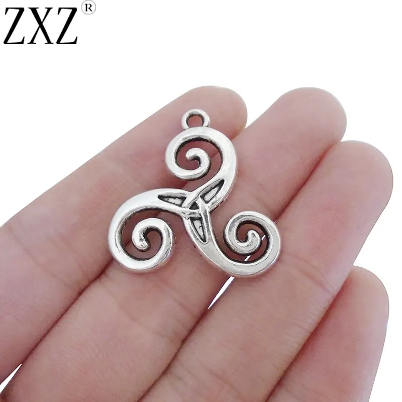 ZXZ 10pcs Celtics Knot Triskele Triskelion Triple Spiral Charms Pendants for Jewelry Making 28x28mm |
