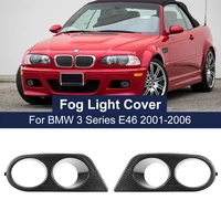 1 pair car fog light fog lamp cover surround air duct for bmw e46 m3 2 door 2001 2006 carbon fiber glossy black frame headlight