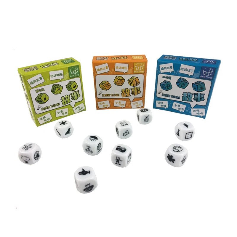 

New Telling Story Dice Learning Toy Metal Box/Bag English Rules Family/Parents/Party Funny Imagine Education Toys for Children