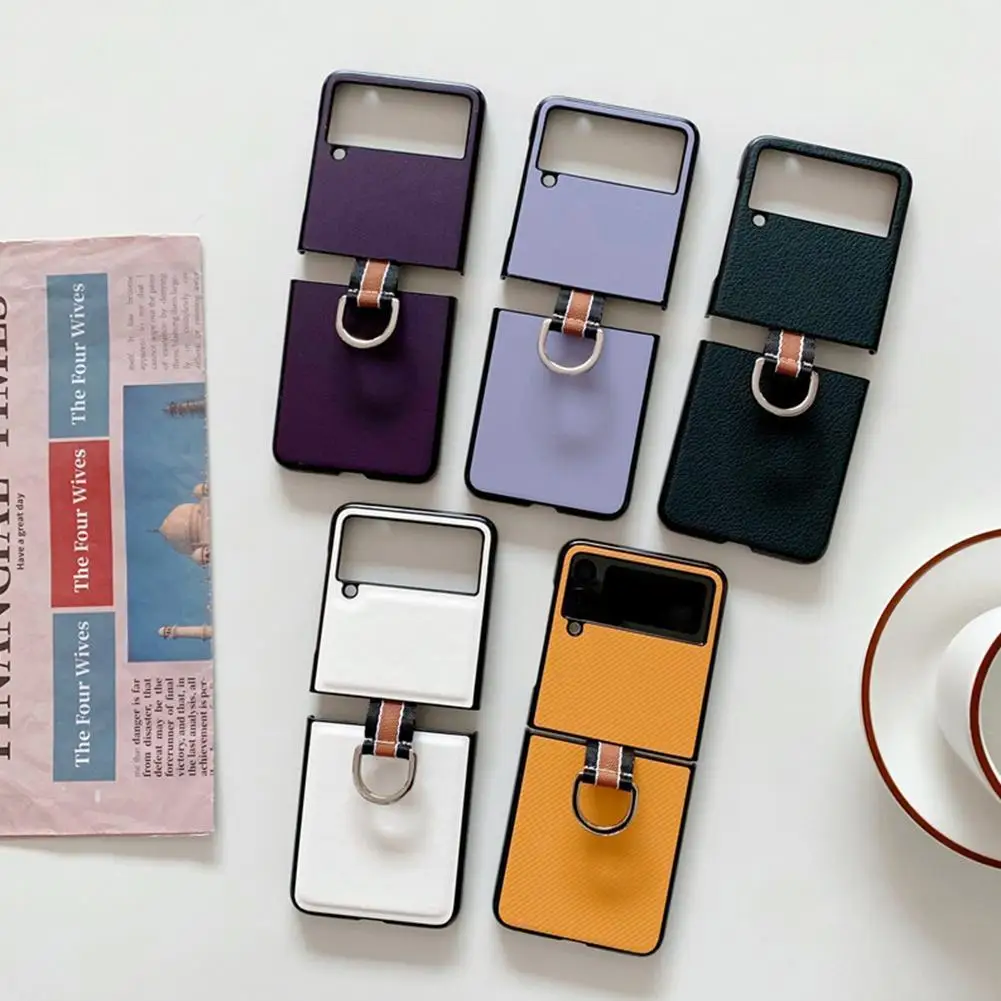 

Suitable For Samsung Zflip3 Mobile Phone Case Carbon Fiber Texture PU Leather Folding Screen Flip Phone Case