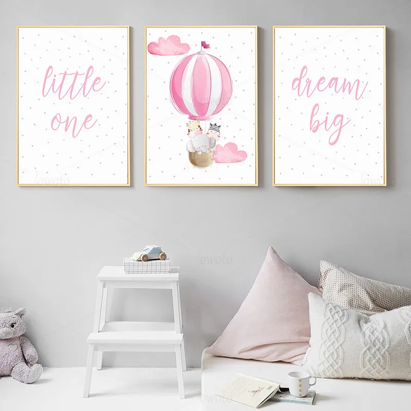 Настенная картина для детской комнаты розовый мультяшный постер с изображением