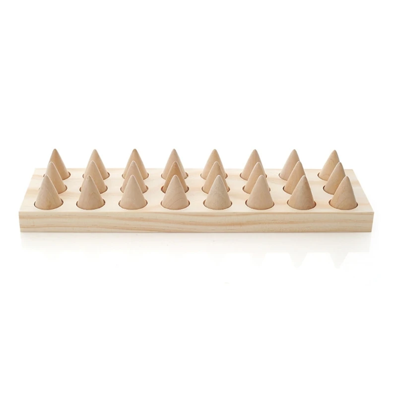

24 Solid Wood Jewelry Rings Display Stand Cone Storage Rack Organizer Holder Home Accessories Shelf
