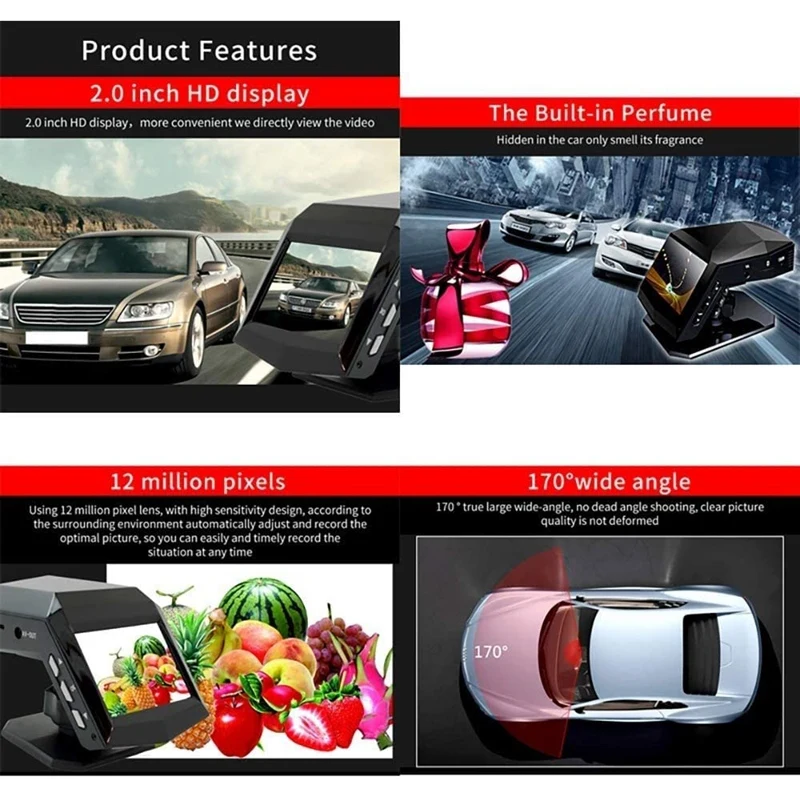 

1Pc 2 Inch Car Driving Recorder 2.0 HD Night Vision 1080P DVR 140 Wide Angle Perfume Portable Mini Driving Recorder