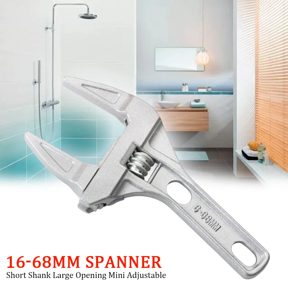 

16-68mm Adjustable Spanner Large Opening Home Short Shank Aluminium Alloy Repair Tools Snap Mini Multifunction Bathroom Wrench