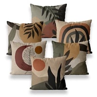scandinavian decor pillow case sun rainbow leaves tropical plants nordic style 4545 4040 linen personalized gift cushion cover