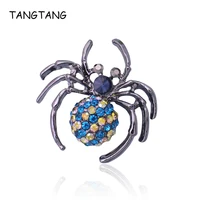 tangtang spider brooch black gunmetal plated insect brooch pin rhinestones fierce spiders with eight legs jewelry pin bijoux