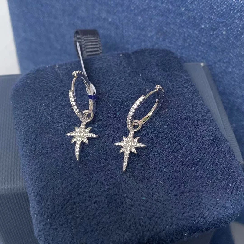 

S925 sterling silver new star earrings female fashion personality classic design star earrings banquet party gift jewelry
