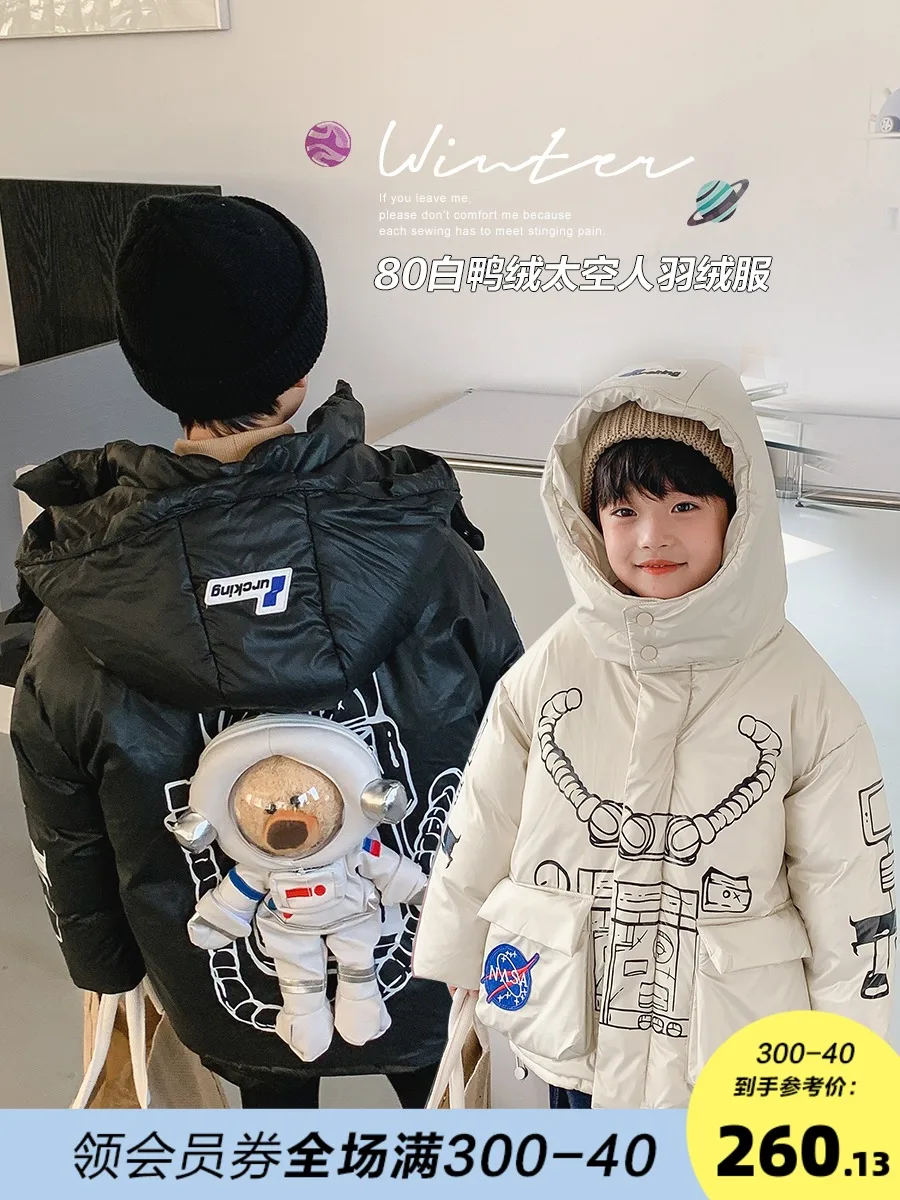 

Детская одежда пуховик для мальчиков новая зимняя модная куртка средней длины для детей среднего и старшего возраста трендовая зимняя одеж...