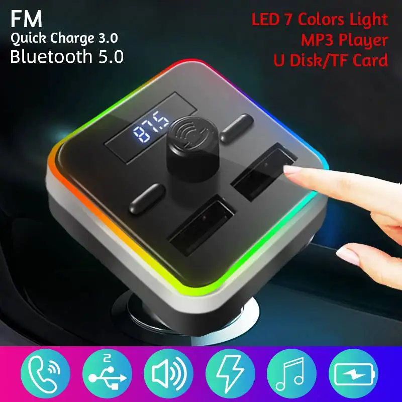 Автомобильный FM-трансмиттер Bluetooth 5 0 светодиодный модулятор музыкальный плеер с