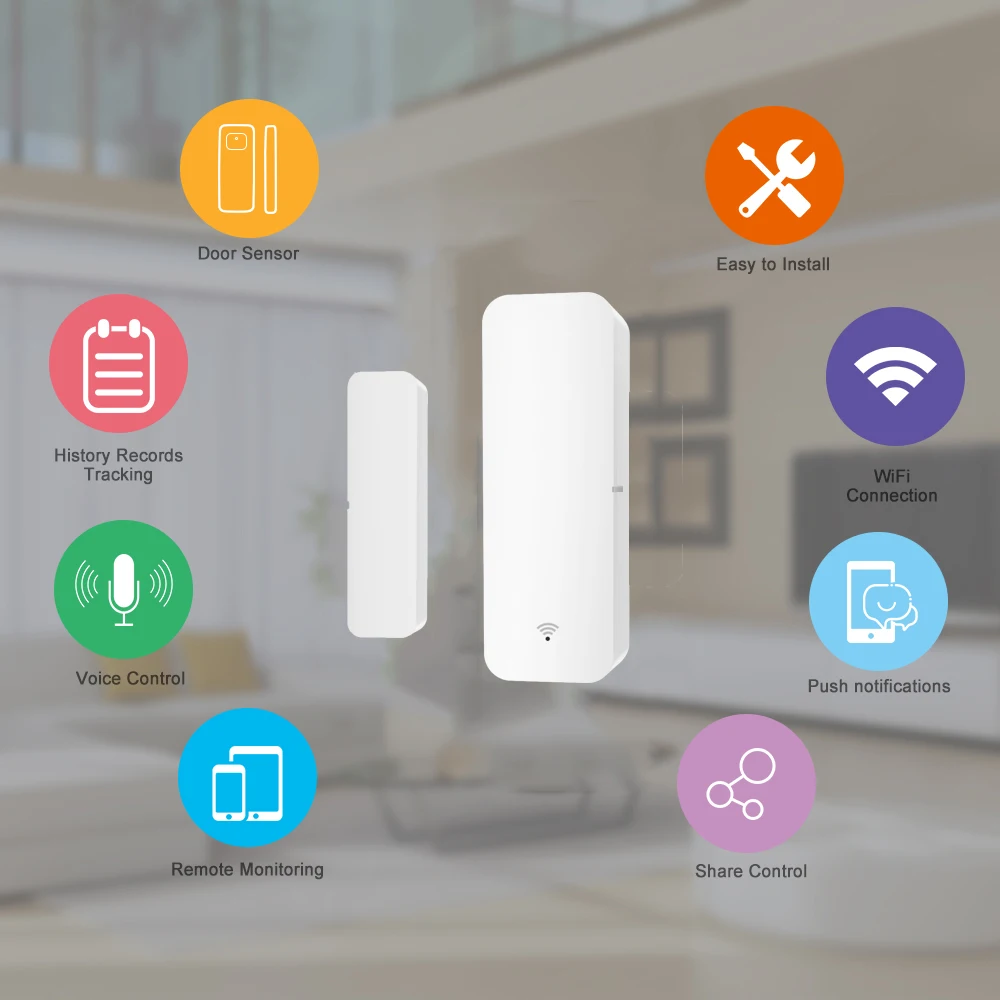 Tuya Smart WiFi датчик для двери дверь открытой/закрытый детекторы совместим с Alexa Google