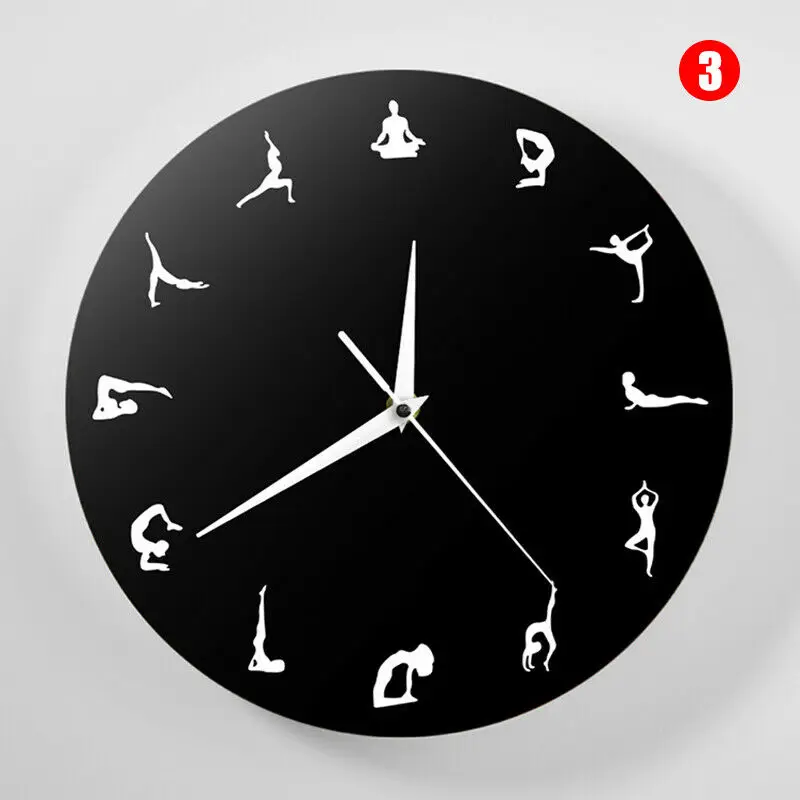 30 см Йога Postures настенные часы с тихим ходом Современные часы домашние декоративные часы украшения настенные часы креативные DIY Йога узор часы