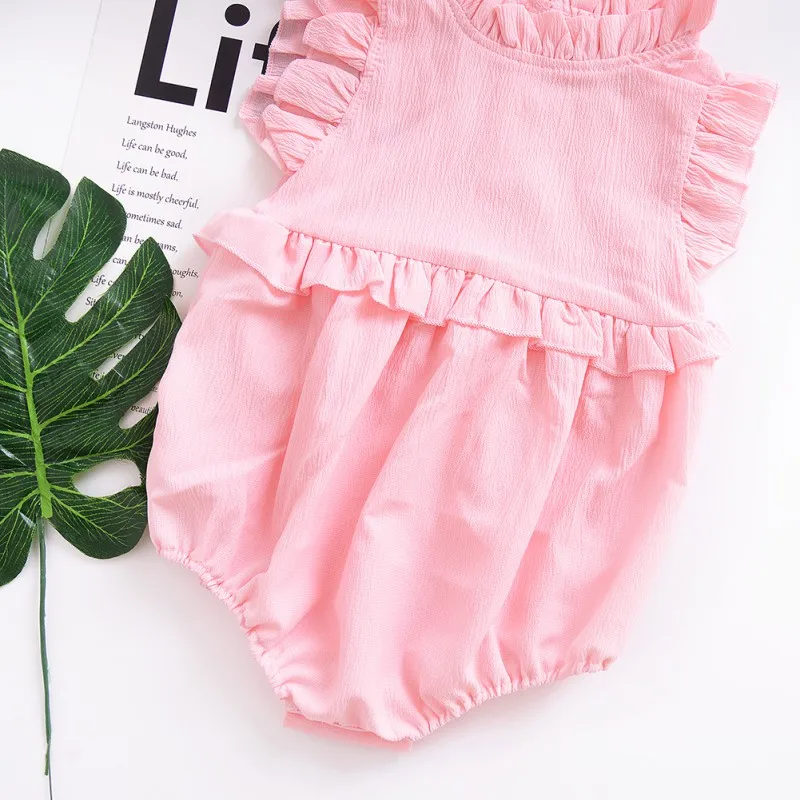 

Summer Baby Clothes Baby Rompers Clothes Girl Baby Sleeveless Jumpsuit Ruffle Triangle outfits Newborn