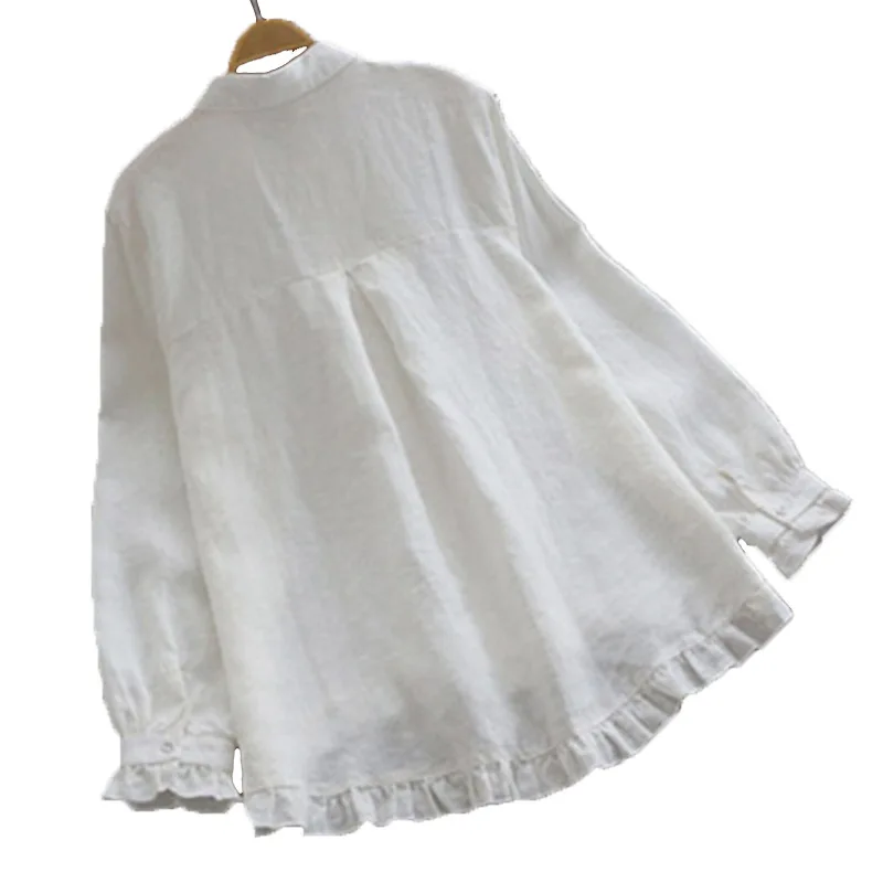 Блузка женская с отворотом оборками и асимметричным подолом размеры до 5XL |