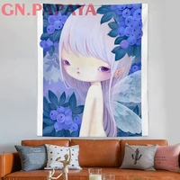 nordic style art painting goblen elves girl ins tapestry macrame polyester macrame wall hanging bohemian wall home decor