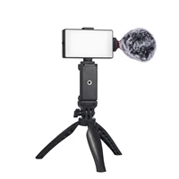 vogger kit smartphone video rig studio led light microphonetripod mount kit vlogging live broadcast for smartphone dslr cam