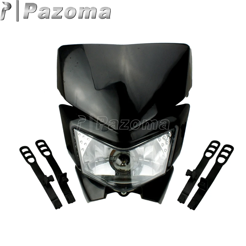 Для уличным Мотокросс двойной Спорт, обтекаемые фары для Kawasaki KMX KX KLX KLR KLE ZZR KDX 110 125 140 250 300 450 650 WR - Цвет: Черный