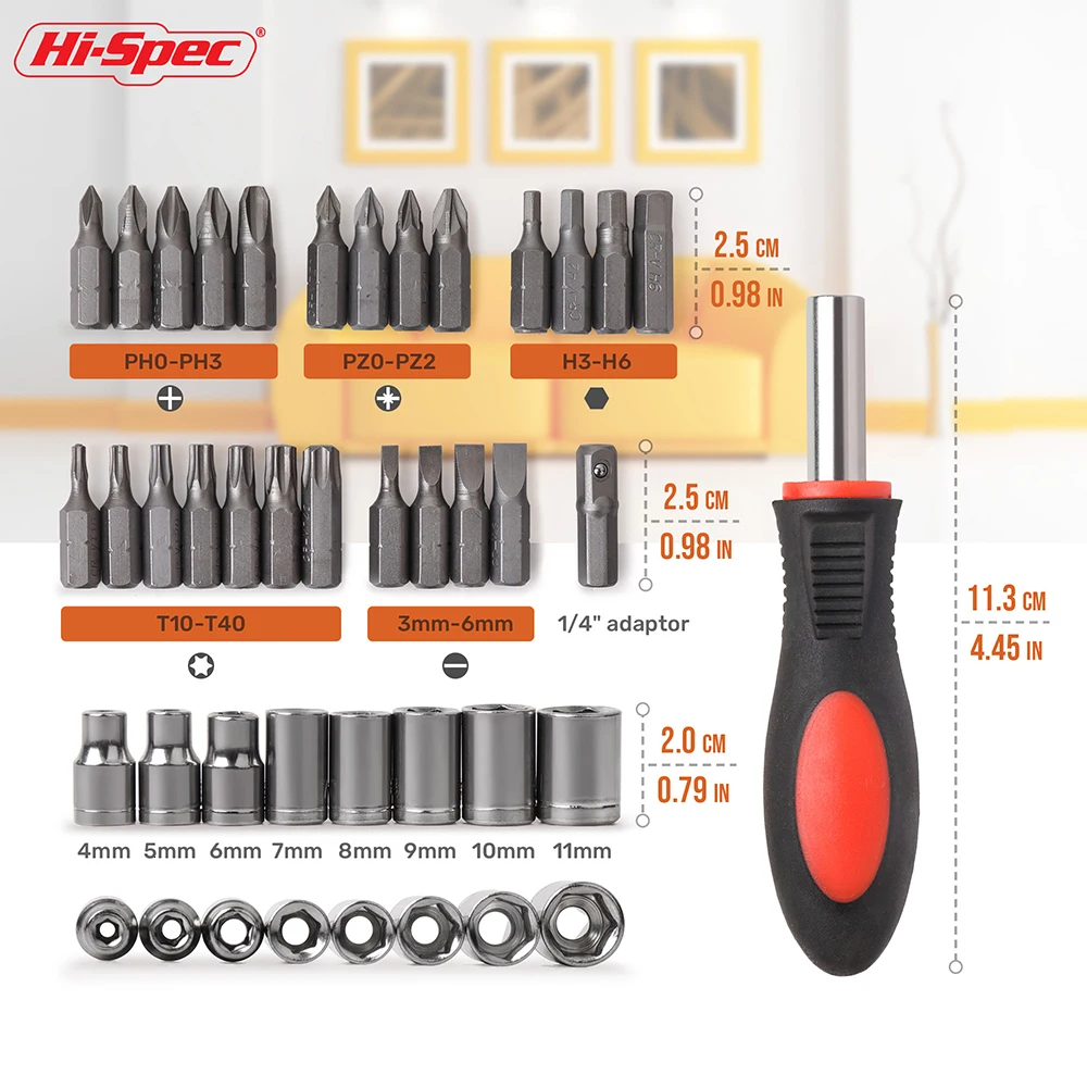 Hi-Spec 34 Набор отверток для ПК 1/4 дюймов Набор торцевых головок Отвертка Набор бит динамометрический ключ торцевой гаечный ключ ремонтный набор ручных инструментов BI008