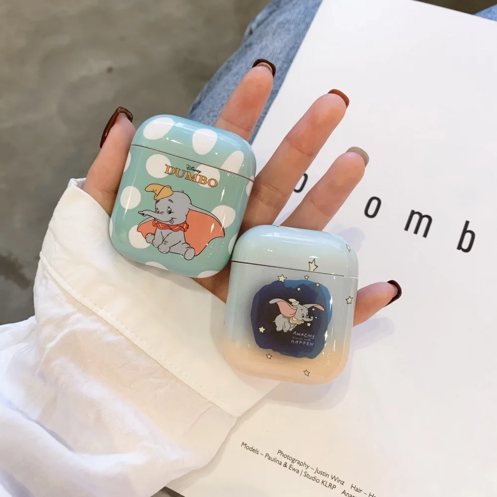 Милый чехол kawaii DUMBO little elephant для Airpods прекрасный мультяшный образ идеальный дизайн Apple Airpods2 bluetooth чехол для наушников