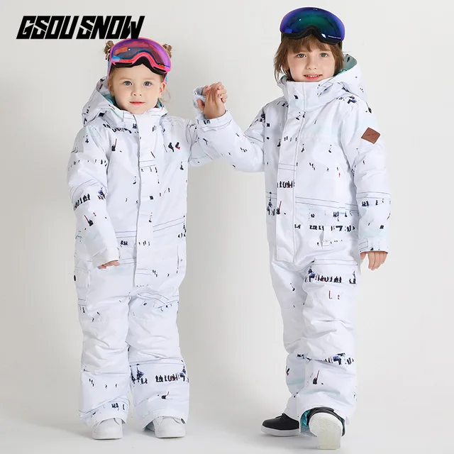 

GSOU SNOW Brand Kids Ski Suit One Piece Boys Girls Snowboard Suit Windproof Waterproof Breathable Outdoor Sport Wear Child New