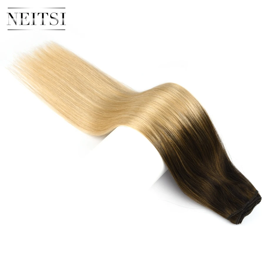 Neitsi прямые волосы Remy с двойным нарисованным рисунком для наращивания 22 &quot55 см 100