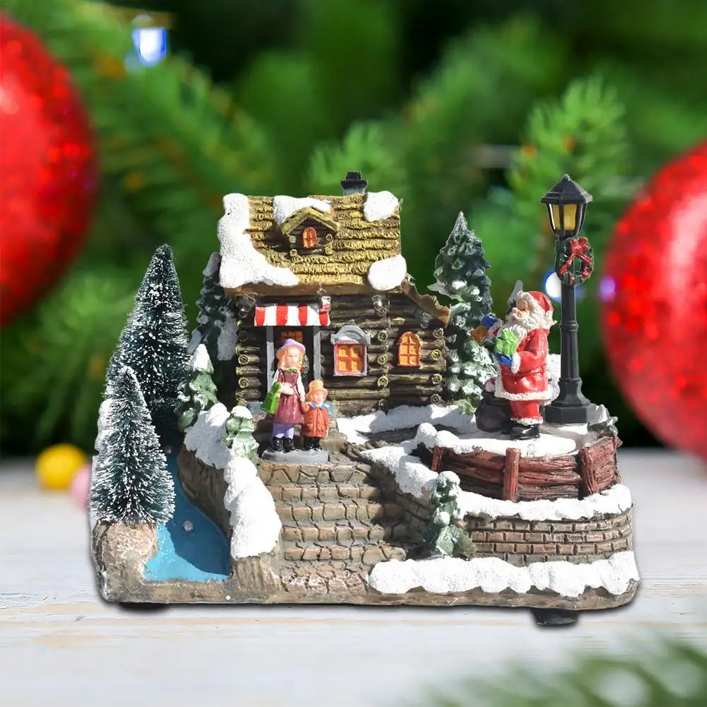 

Смоляная светящаяся Рождественская елка со снегом, музыка, Рождественская деревня, Рождественское украшение для дома, новый год 2022, детский...