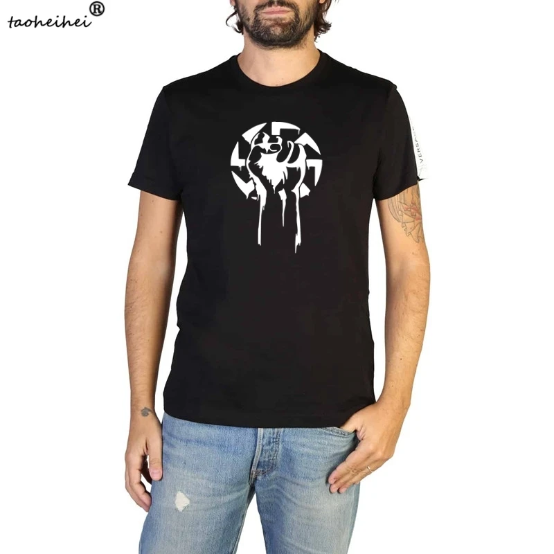 HT0159 # славянская футболка Мужская летняя модная крутая с круглым вырезом и