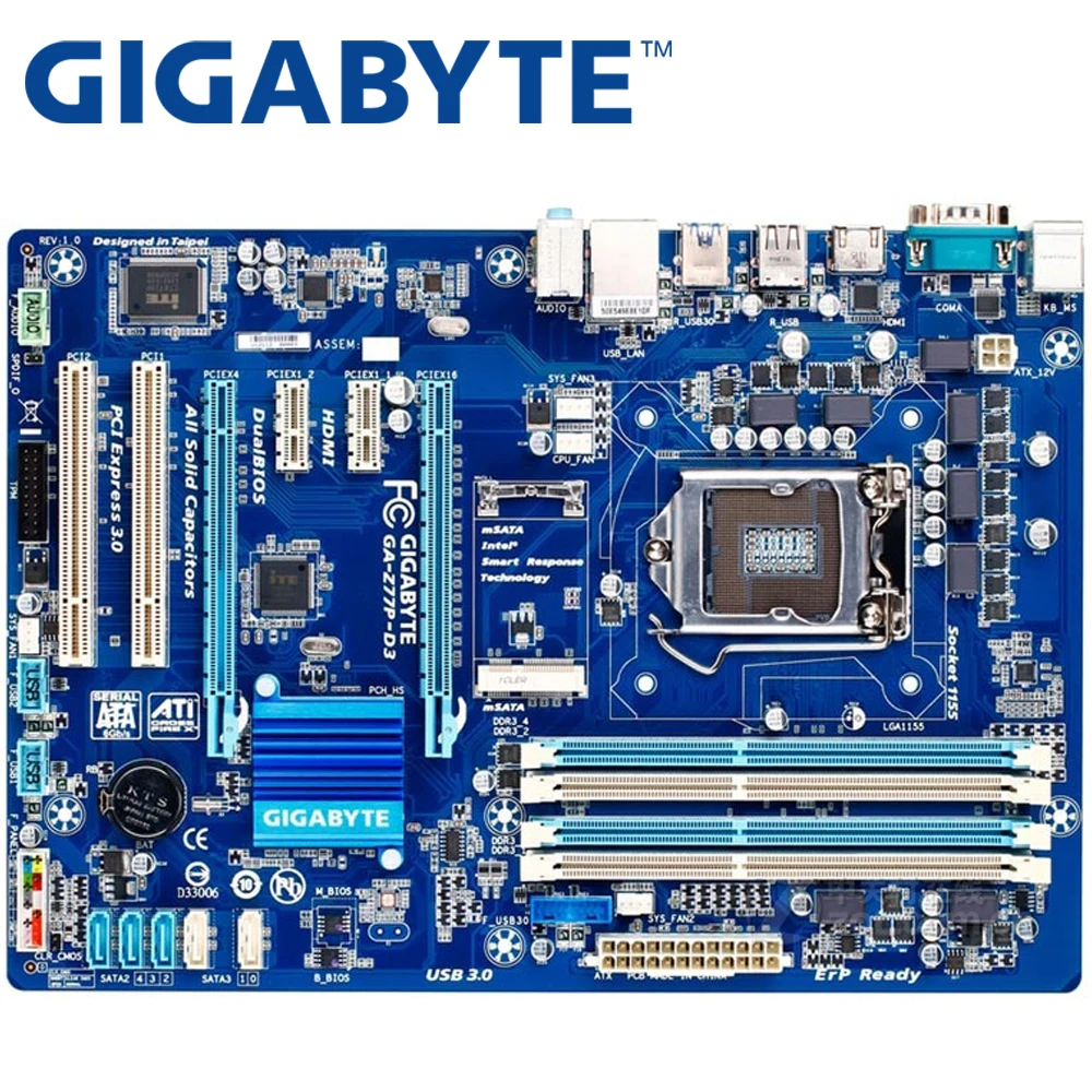 Б/у десктопная Материнская плата GIGABYTE Z77 LGA 1155 i3 i5 i7 DDR3 32G ATX UEFI BIOS оригинал |