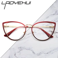 square oval cat eye metal optical prescription eyeglasses frames customizable fashion clear fake glasses women without diopters