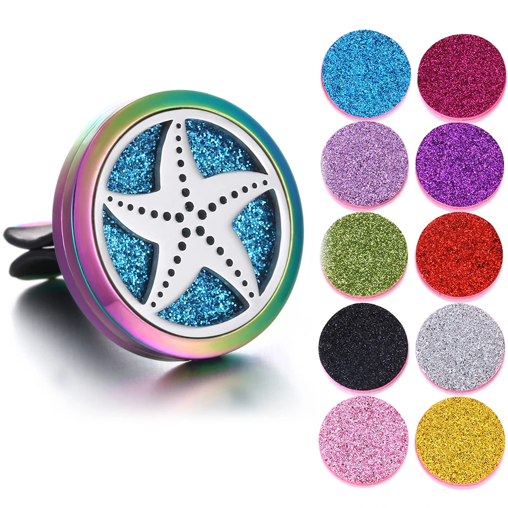 New Aromatherapy Jewelry Car Perfume Diffuser 316L Stainless Steel Aroma Essential Oil Diffuser Car Clip Lockets DropShipping - Окраска металла: 23