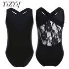 Гимнастики для девочек Одежда для детей платья для девочек балетное платье без рукавов на бретелях трико для балета и танцев гимнастическое трико с кружевом на спине