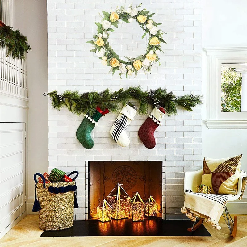 

Rose Lily Flower Wreath Door Wreath with Green Leaves for Home Front Door Hanging Wedding Wall Window Party Decoration