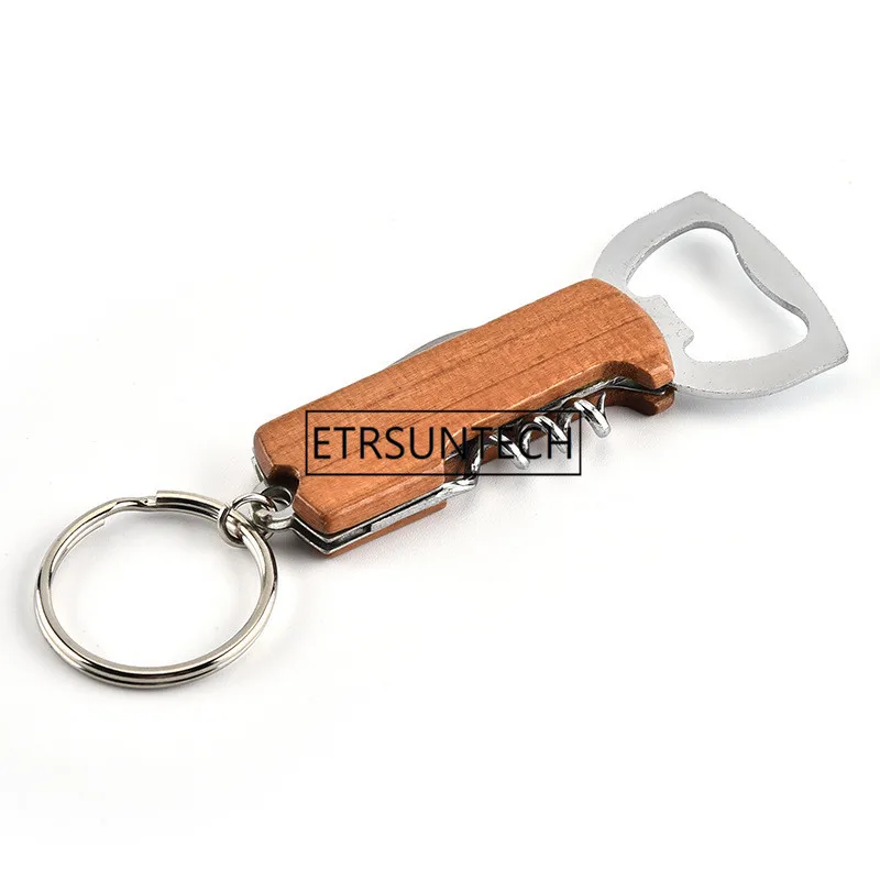 

100Pcs/Lot Portable Durable Stainless Steel Keychain Corrosion-Resistant Anti Wear Keyring Red Wine Bottle Opener Key Chians